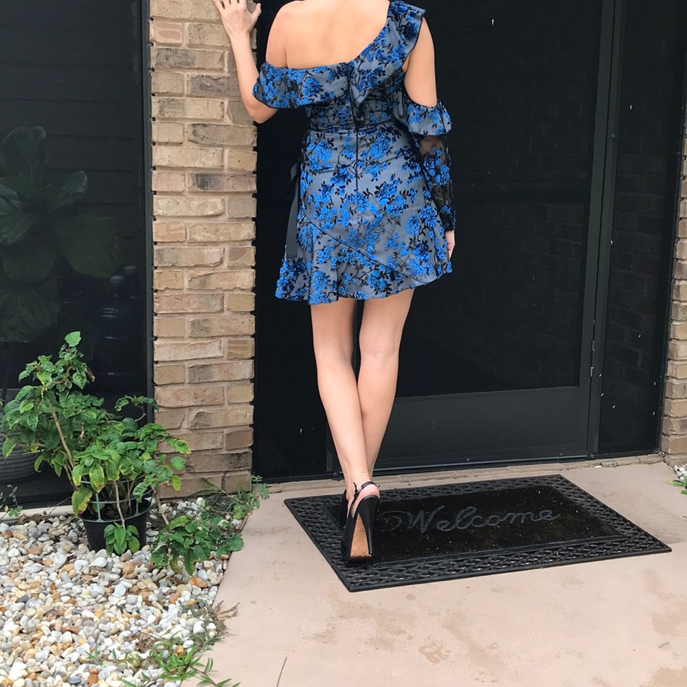 Self-Portrait One-Shoulder “Devore” Minidress NWT